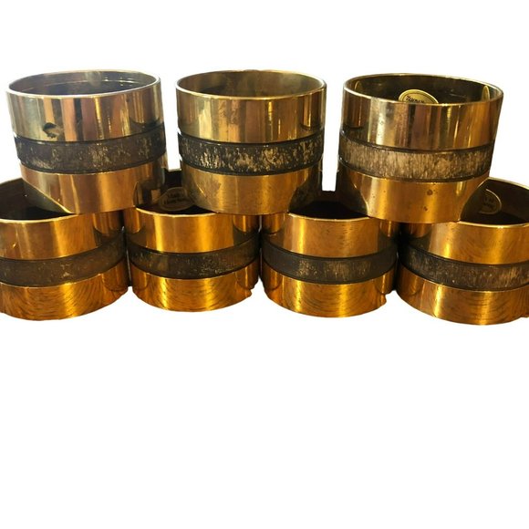 Napkin Holder Rings Gold Silver Hong Kong Set of 8 Vtg Original Retail 2.99 ea - Picture 4 of 5